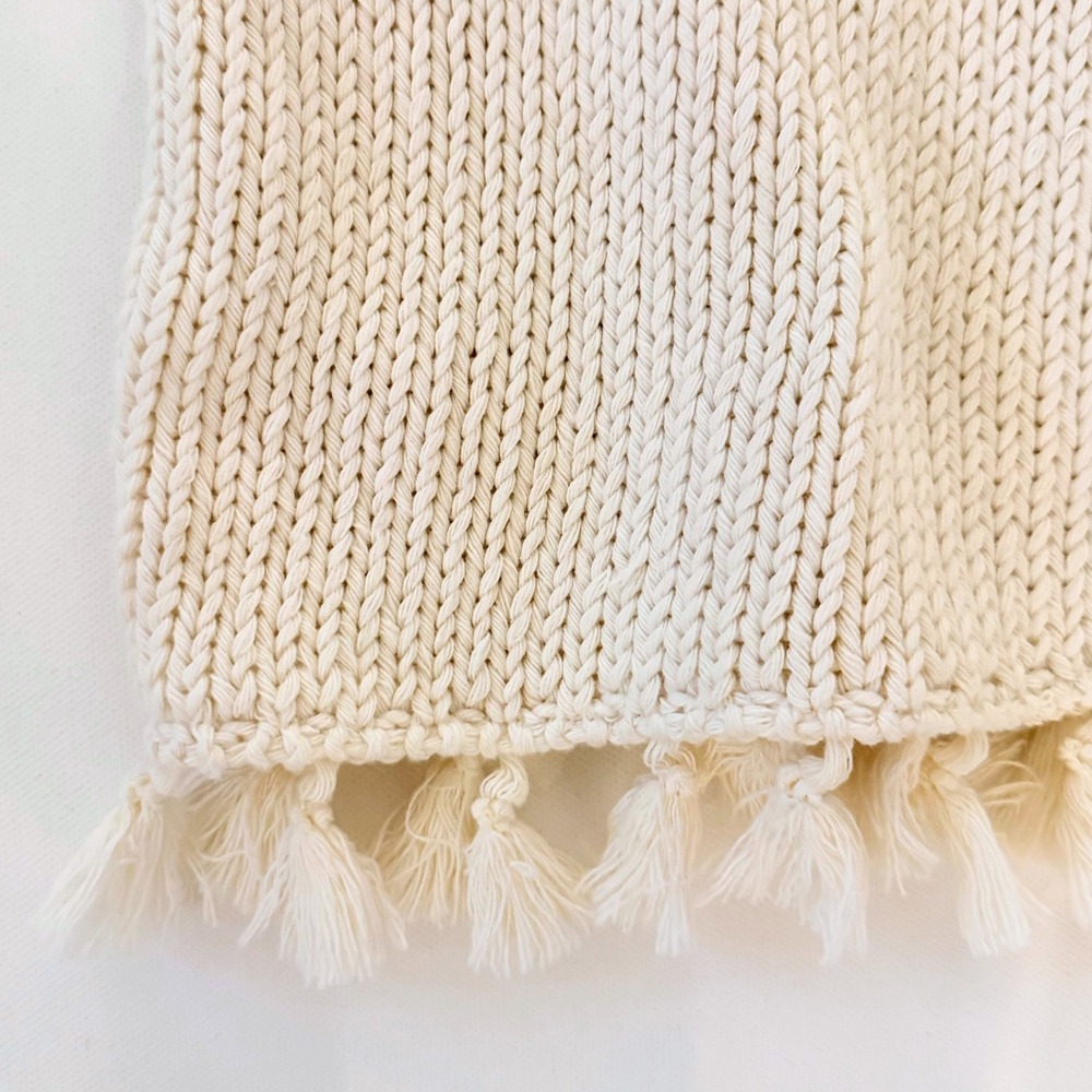 Anthropologie Daniela Tasseled Knit Tank Cream Crochet Tassel Small EUC - Picture 4 of 6
